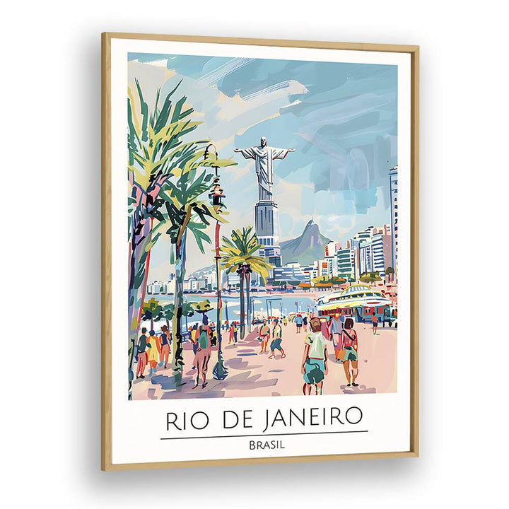 rio de janeiro-brasil travel posters in Oak Wood Plain Frame