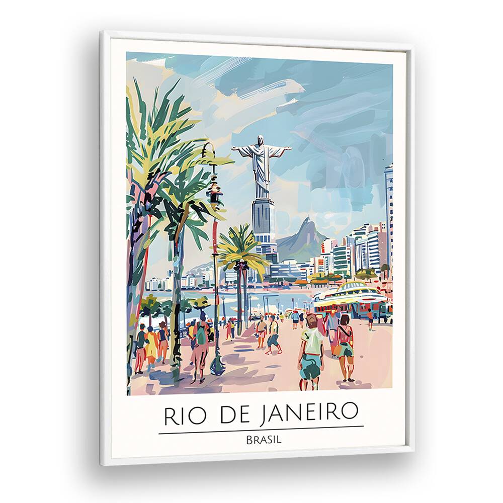 rio de janeiro-brasil travel posters in White Plain Frame