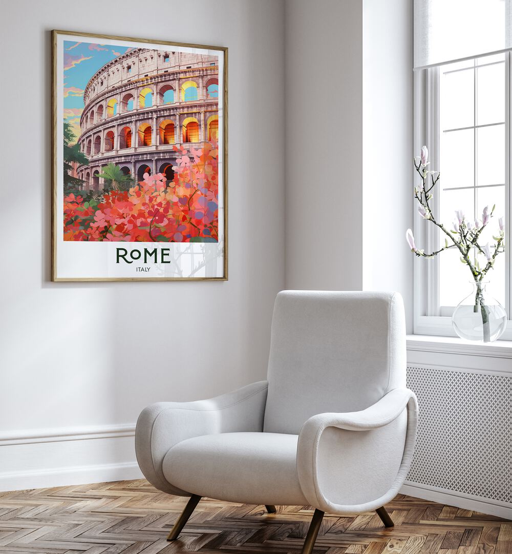 rome travel posters Artwork II placed on a Wall