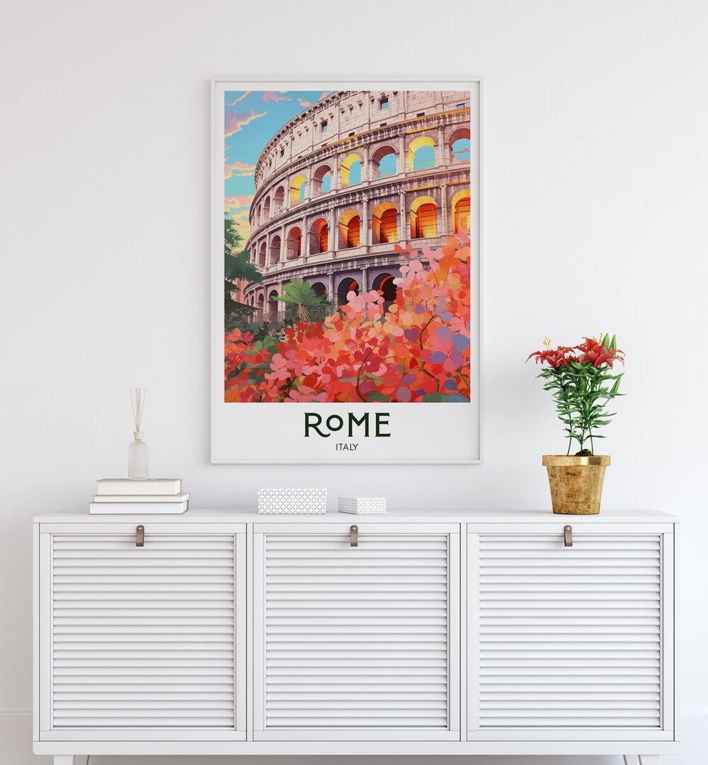 rome travel posters Artwork III placed on a Wall