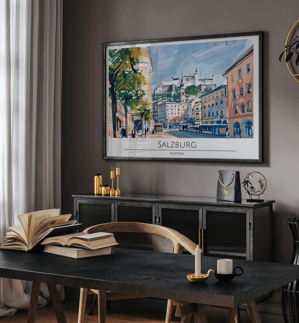salzburg city-austria travel posters Artwork I placed on a Wall