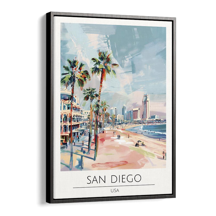 san diego-usa travel posters in Black Floater Frame