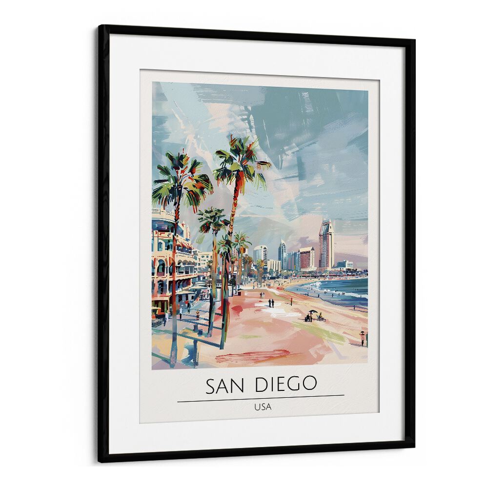 san diego-usa travel posters in Black Frame With Mount