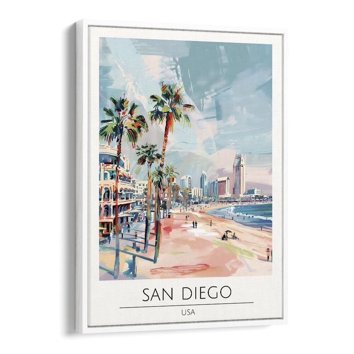san diego-usa travel posters in White Floater Frame