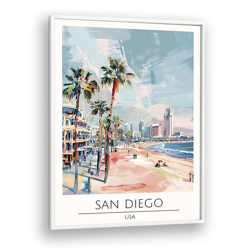 san diego-usa travel posters in White Plain Frame