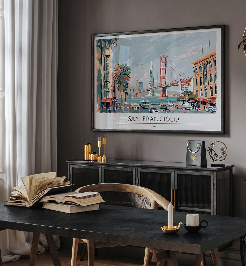 san francisco city travel posters Artwork I placed on a Wall