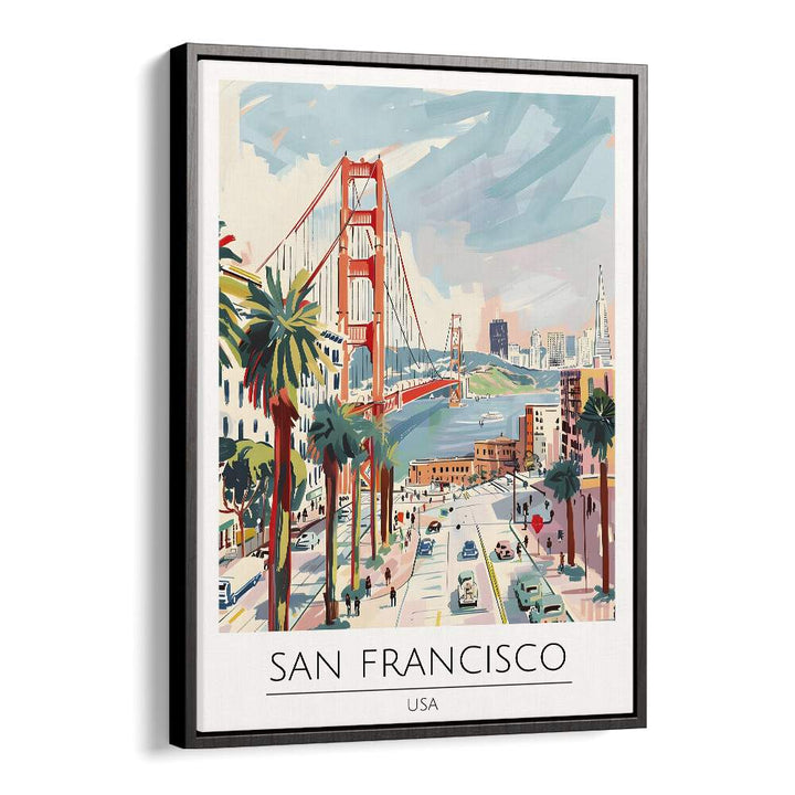 san francisco-usa travel posters in Black Floater Frame