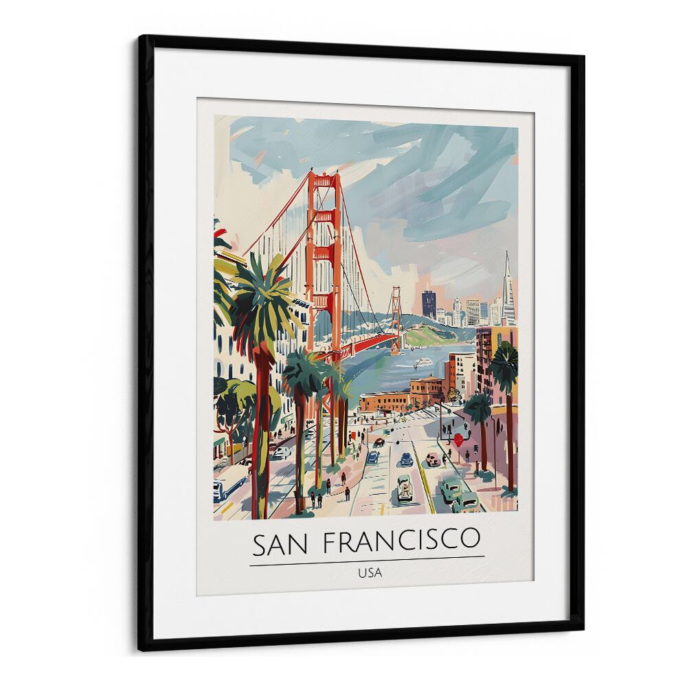 san francisco-usa travel posters in Black Frame With Mount