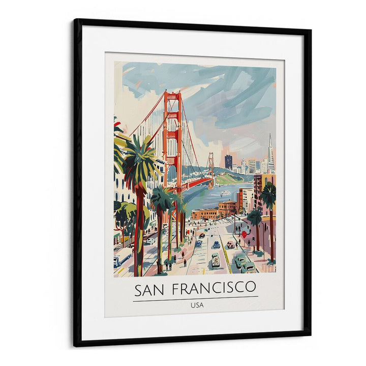 san francisco-usa travel posters in Black Frame With Mount
