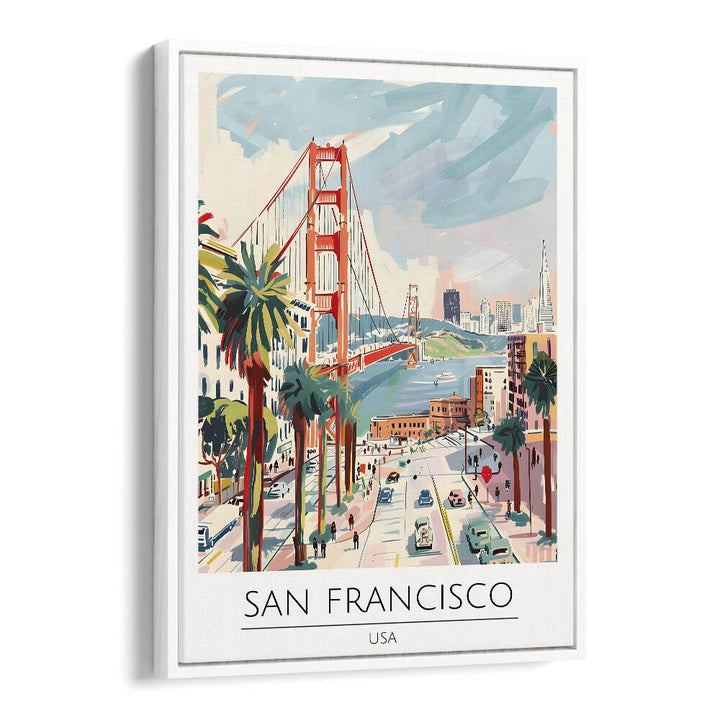 san francisco-usa travel posters in White Floater Frame