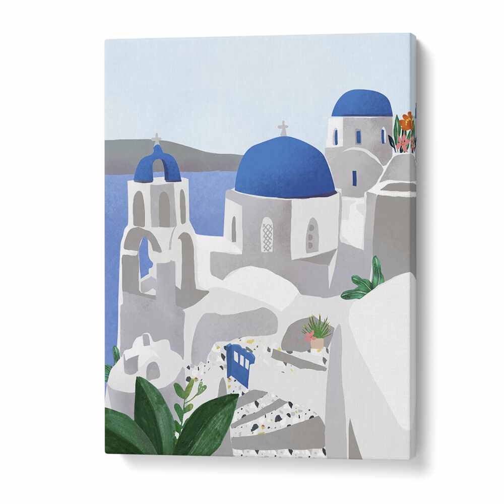 Stunning SANTORINI ISLAND, TRAVEL POSTERS by Petra Lidze, showcasing iconic beauty for your living space.