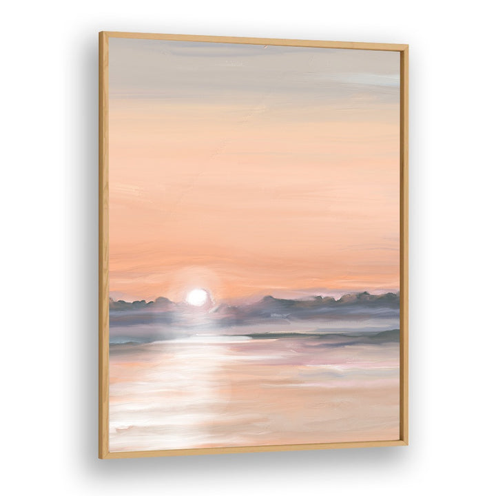 Satin Skies Landscape Paintings in an oak frame, showcasing serene colors for a tranquil home atmosphere.