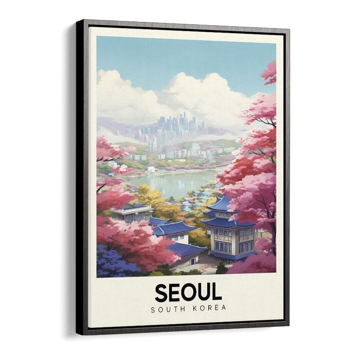 seoul serenity travel posters in Black Floater Frame