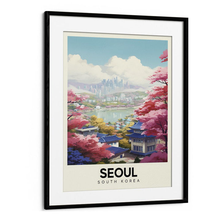 seoul serenity travel posters in Black Frame With Mount
