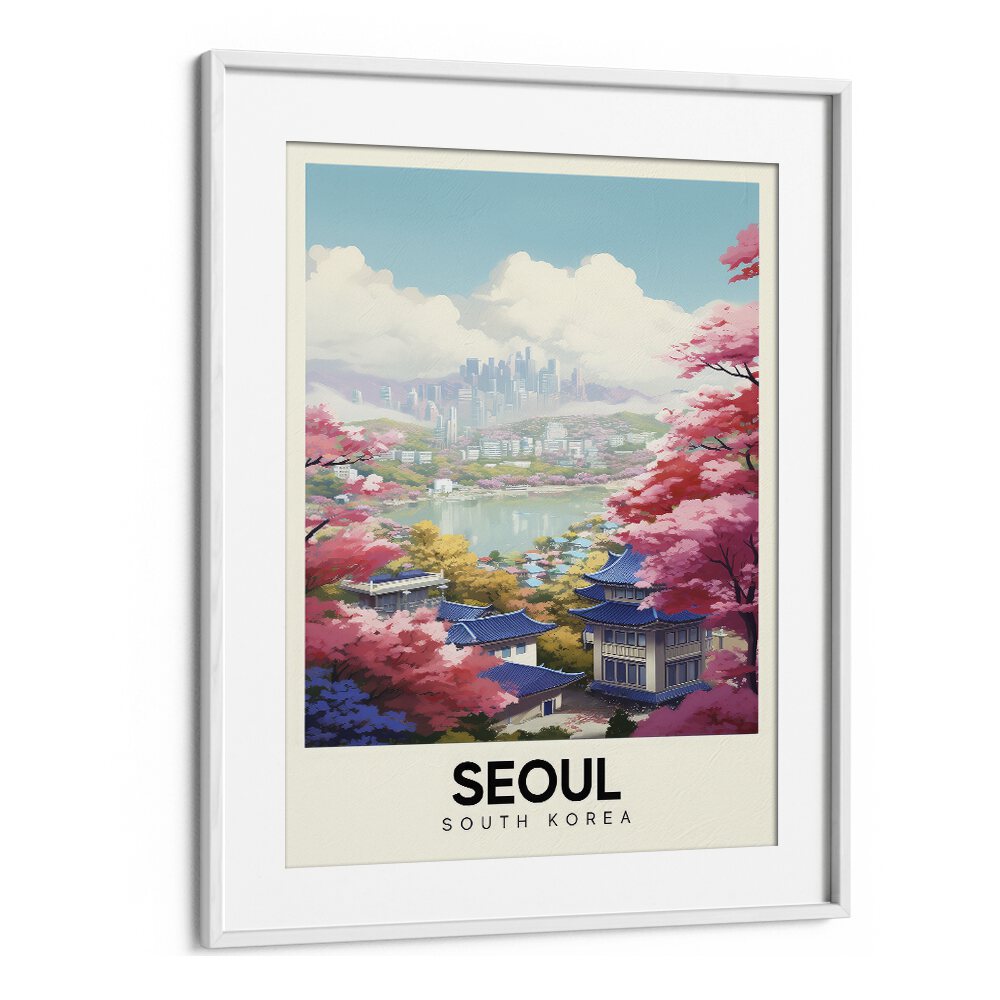 seoul serenity travel posters in White Frame With Mount