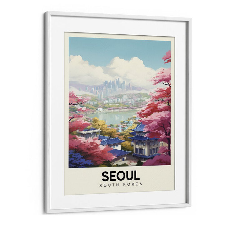 seoul serenity travel posters in White Frame With Mount