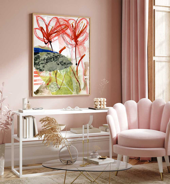 SHE COLORED OUTSIDE , FLORAL FLOWER PAINTINGS