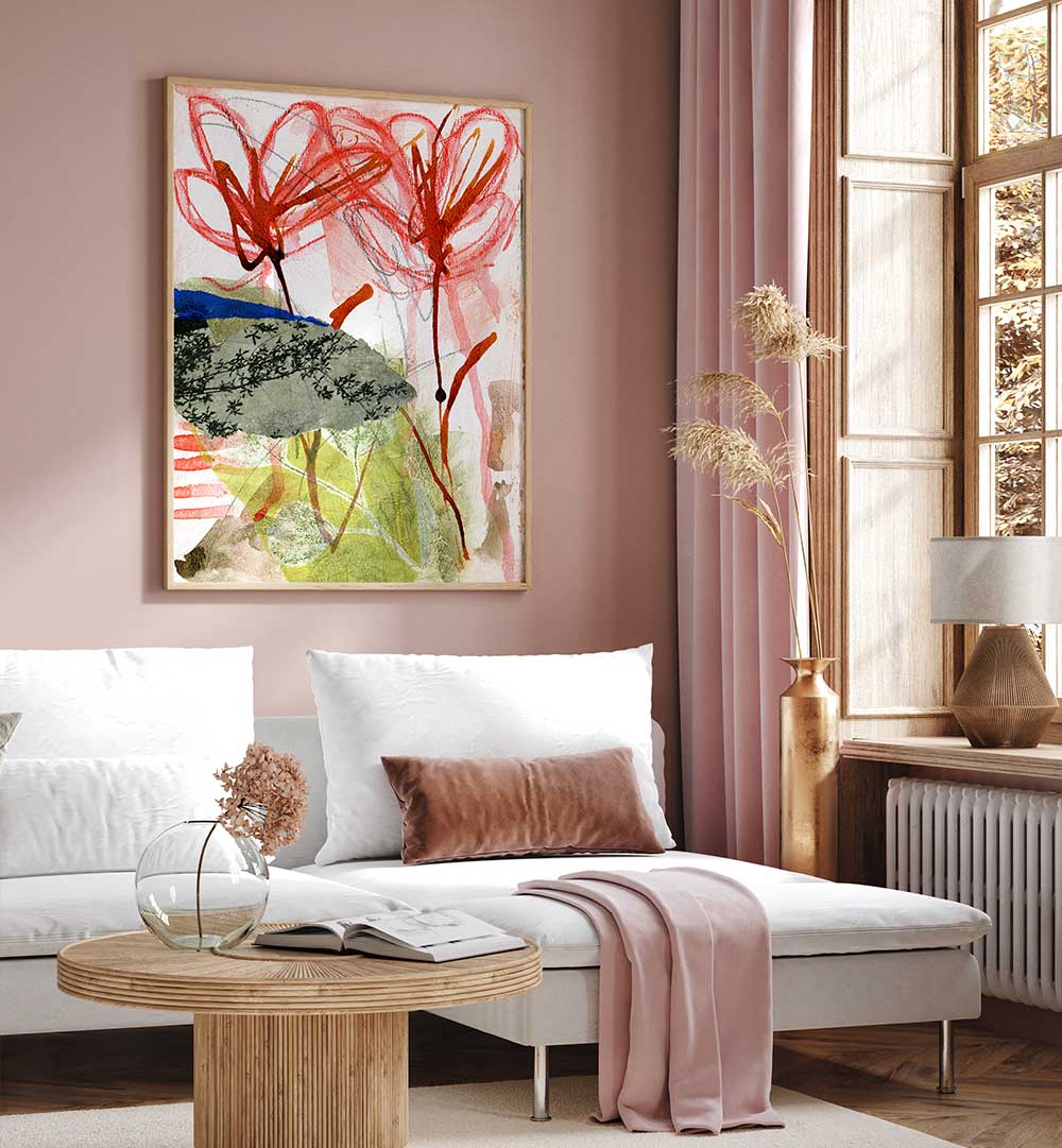 SHE COLORED OUTSIDE , FLORAL FLOWER PAINTINGS