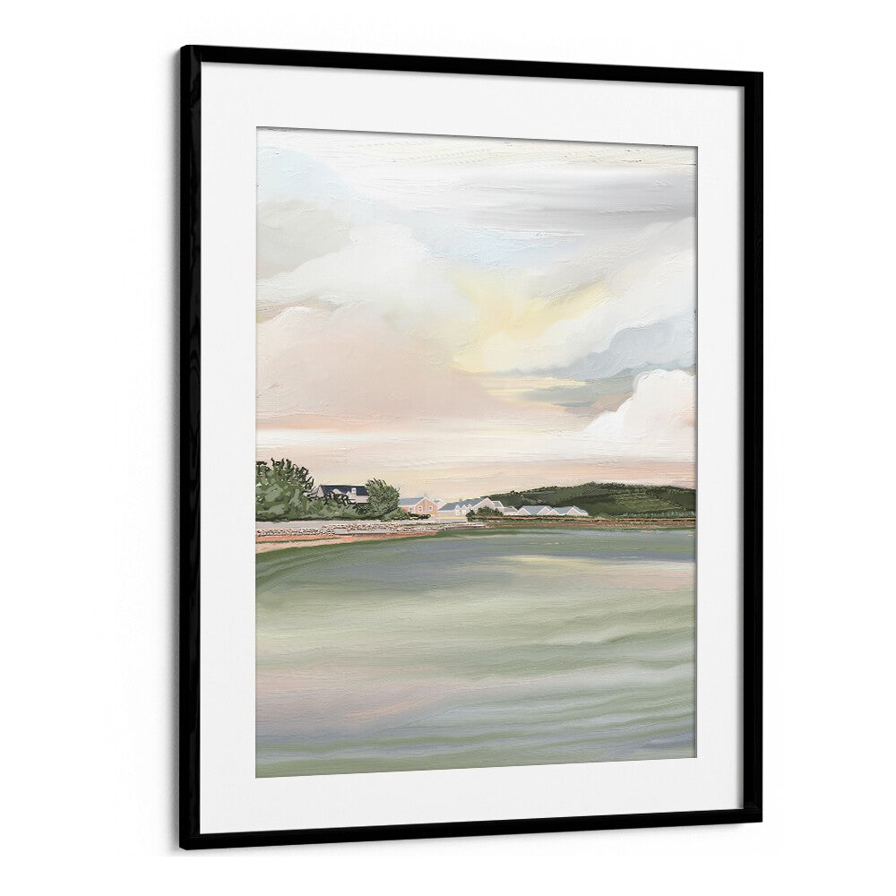 Captivating "She is Rising" landscape paintings in a sleek black frame, perfect for enhancing your decor.