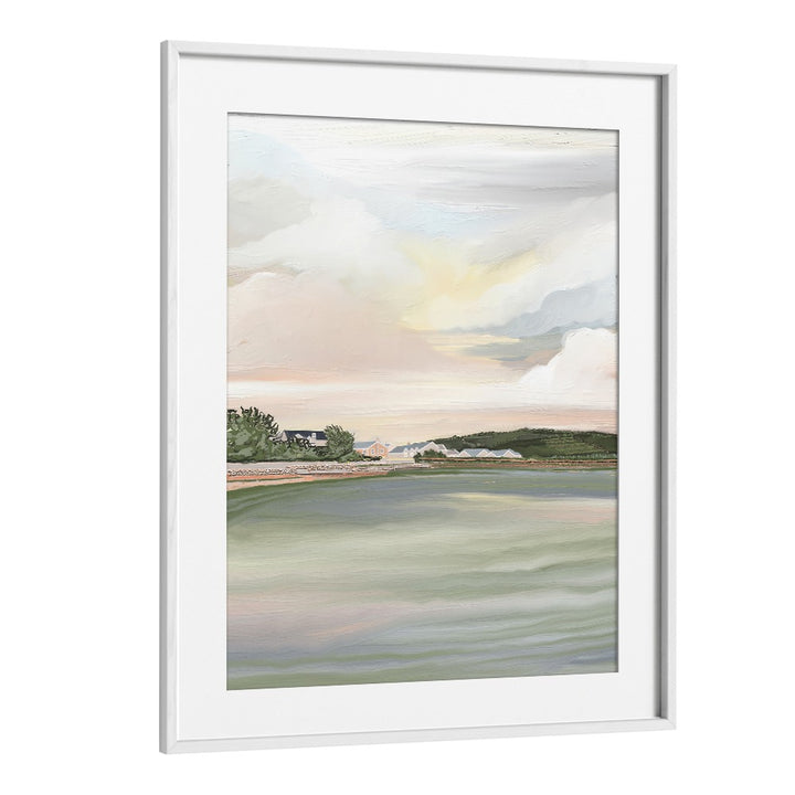 Elegant "She Is Rising" landscape paintings in a white frame, perfect for transforming your space with natural beauty.