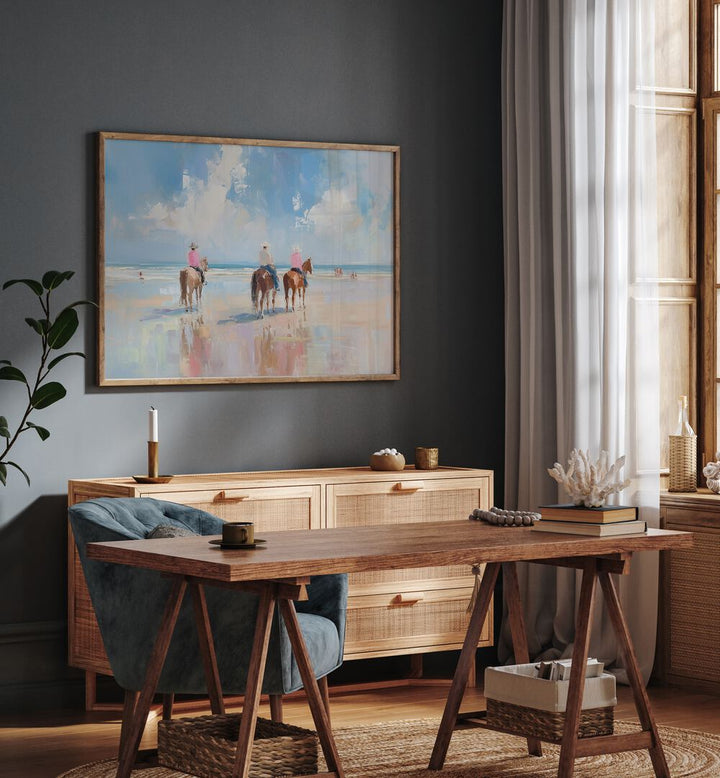 Vibrant coastal scene from SHORELINE STROLL II, VIBRANT art print, perfect for energizing any space.