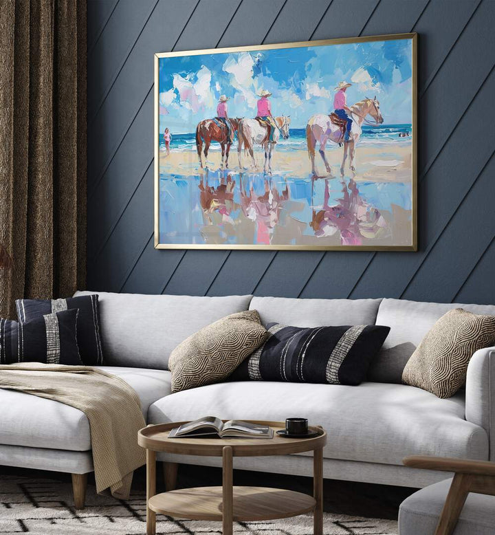 Vibrant coastal art print, SHORELINE STROLL III, adds a lively touch to any space, enhancing your decor beautifully.