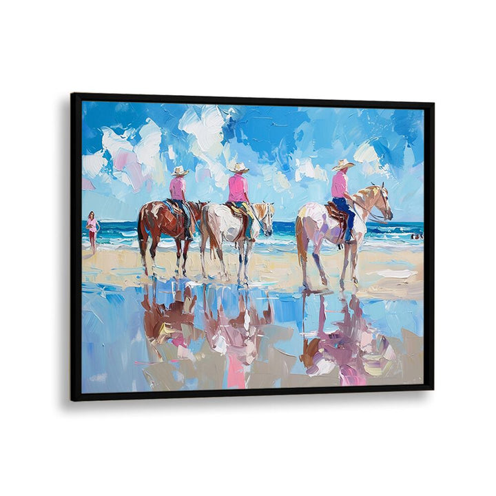 Vibrant coastal scene featuring "Shoreline Stroll III," perfect for brightening any space with electric art.