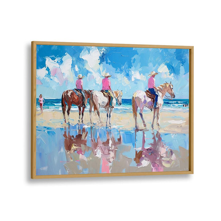 Vibrant depiction of coastal beauty in SHORELINE STROLL III, VIBRANT electric art print for your space.