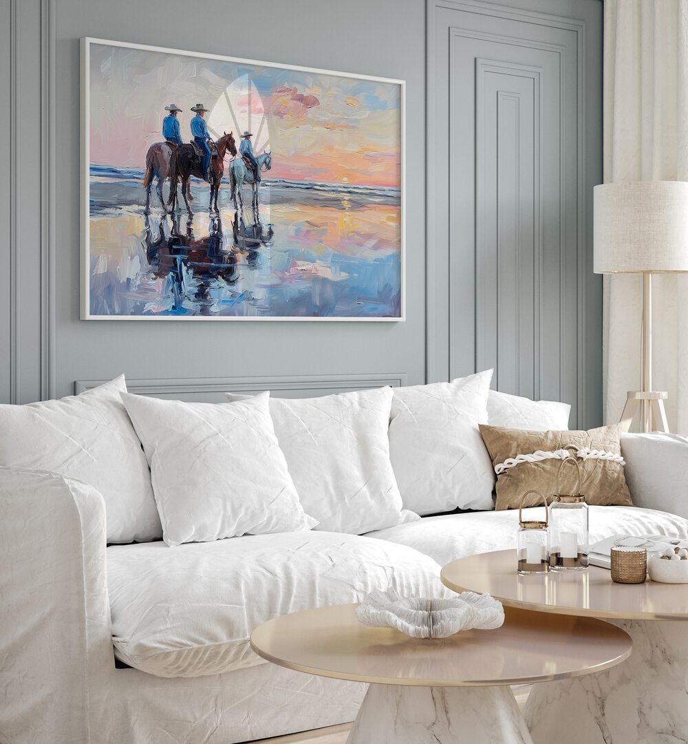 Transform your space with SHORELINE STROLL IV, VIBRANT electric wall art, showcasing coastal elegance and vibrant colors.