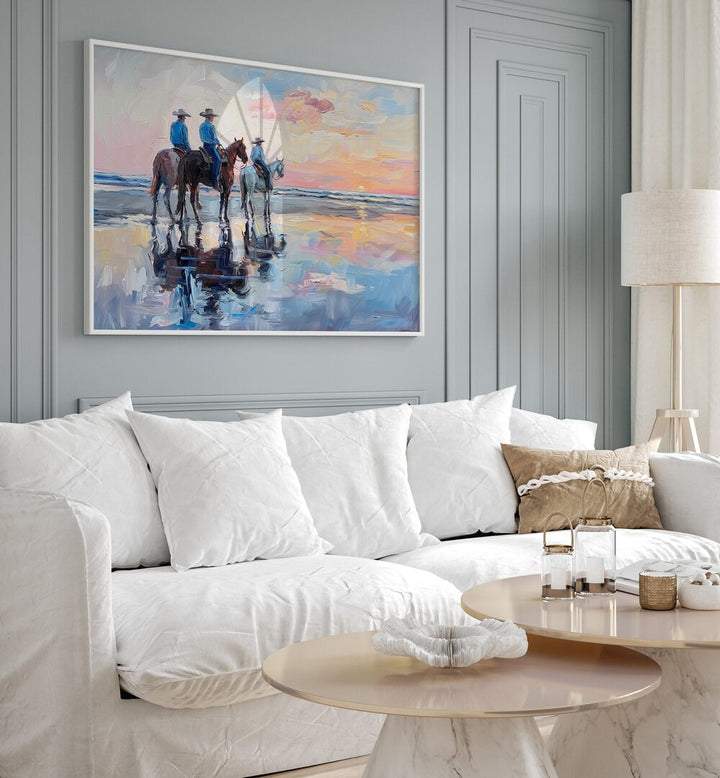 Transform your space with SHORELINE STROLL IV, VIBRANT electric wall art, showcasing coastal elegance and vibrant colors.