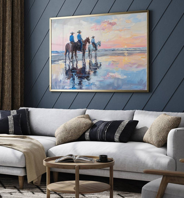 Vibrant SHORELINE STROLL IV artwork enhances coastal elegance in any space, capturing enchanting beauty and energy.