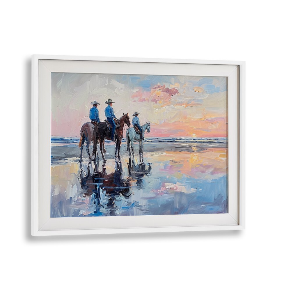 Coastal elegance shines in SHORELINE STROLL IV, VIBRANT, an electric art print perfect for any space.