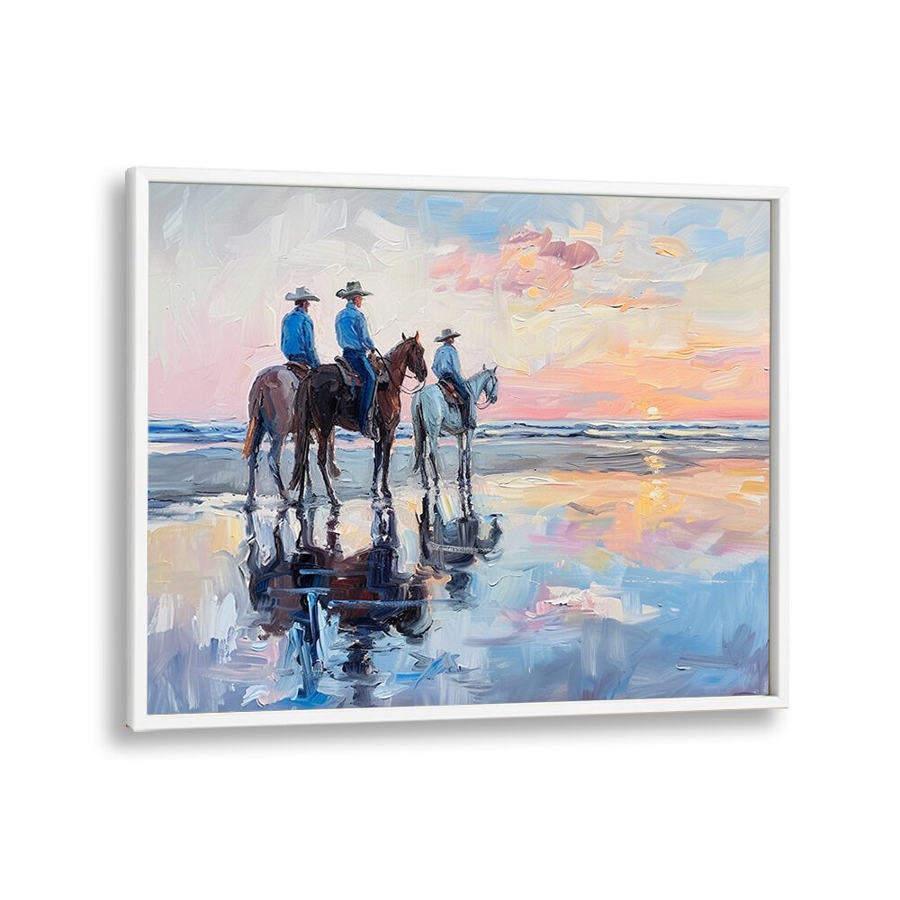 Coastal elegance shines in SHORELINE STROLL IV, VIBRANT electric wall art, perfect for adding charm to any space.