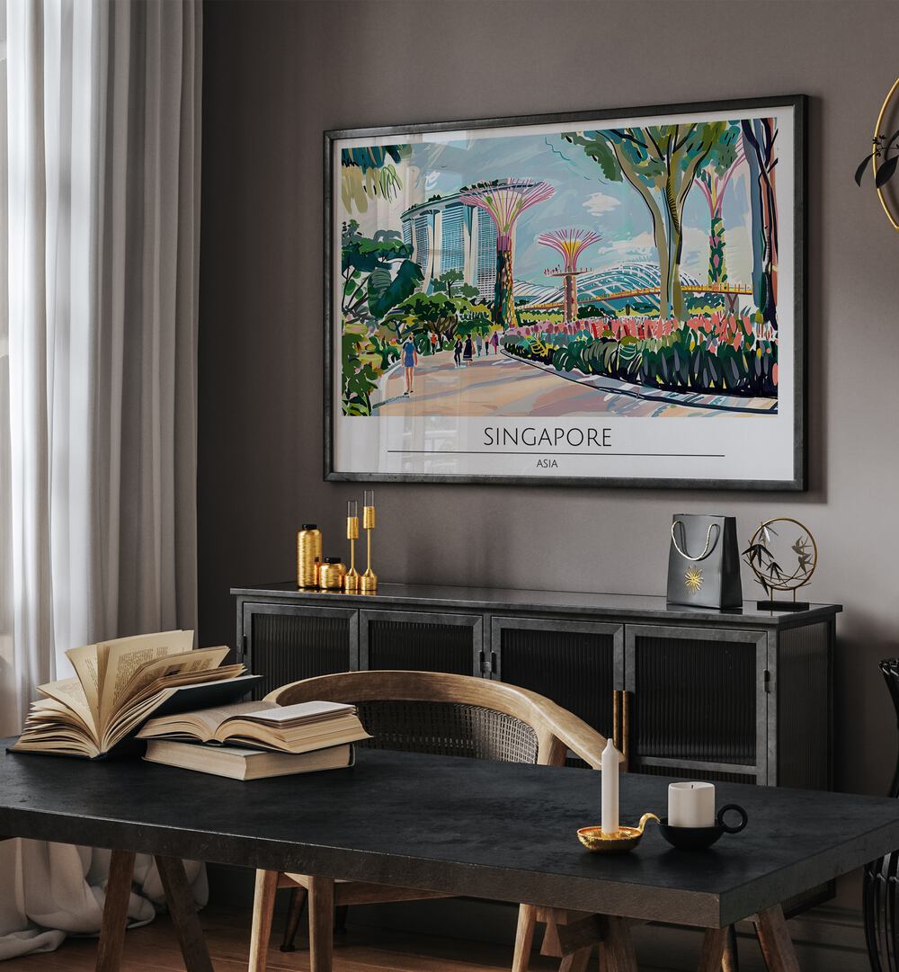 singapore city II travel posters Artwork II placed on a Wall