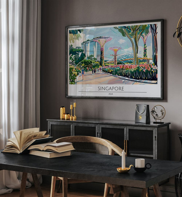 singapore city II travel posters Artwork II placed on a Wall