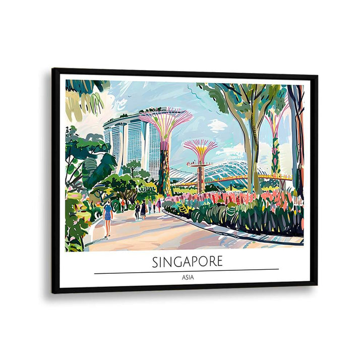 singapore city II travel posters in Black Plain Frame