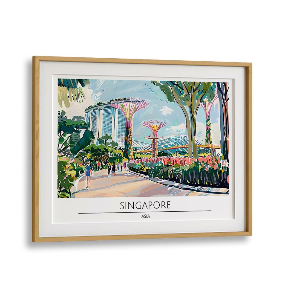 singapore city II travel posters in Oak Wood Frame With Mount