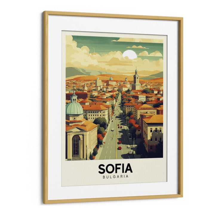 sofia-bulgaria I travel posters in Oak Wood Frame With Mount