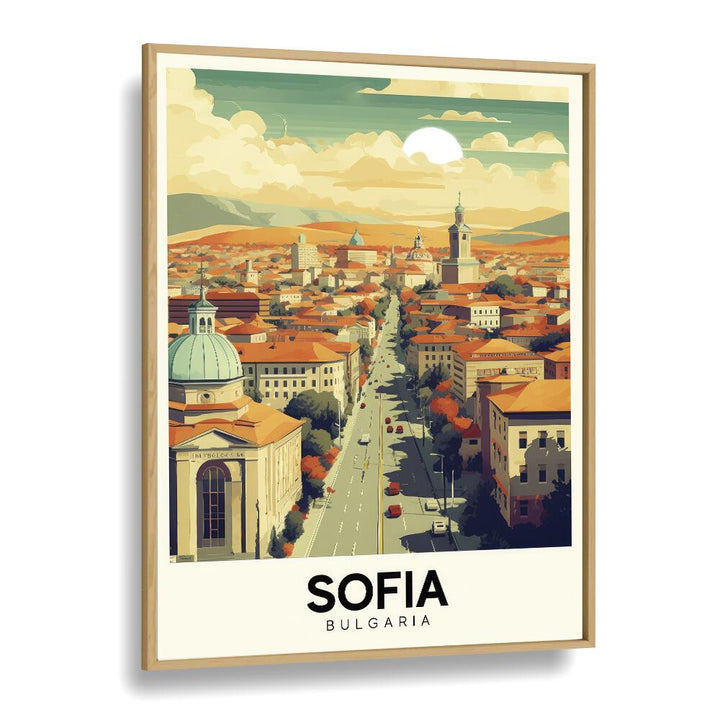 sofia-bulgaria I travel posters in Oak Wood Plain Frame