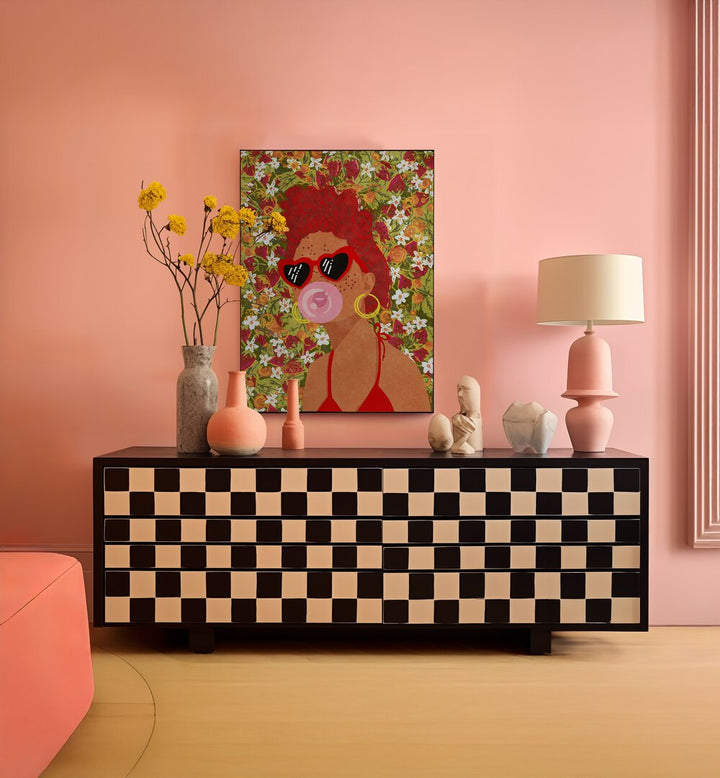 Vibrant STRAWBEERY LADY, FASHION POSTERS by Raissa Oltmanns, perfect for modern elegance in any space.