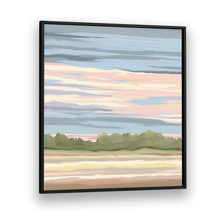 STREAKING II, LANDSCAPE PAINTINGS in a black frame, showcasing serene colors and nature's beauty for your space.
