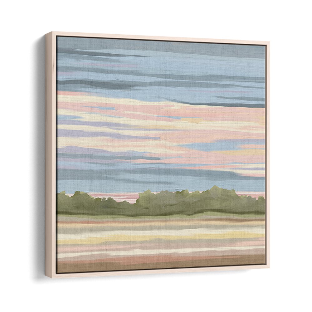 STREAKING II, LANDSCAPE PAINTINGS in a stylish oak floater frame, showcasing vibrant colors of nature's beauty.