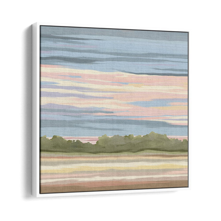 STREAKING II, LANDSCAPE PAINTINGS showcase serene colors and nature’s beauty in a stylish white floater frame.
