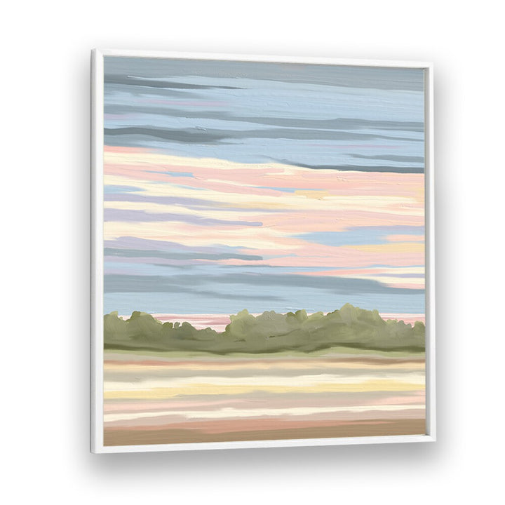 STREAKING II, LANDSCAPE PAINTINGS in a white frame, showcasing vibrant colors of nature's beauty for your serene space.