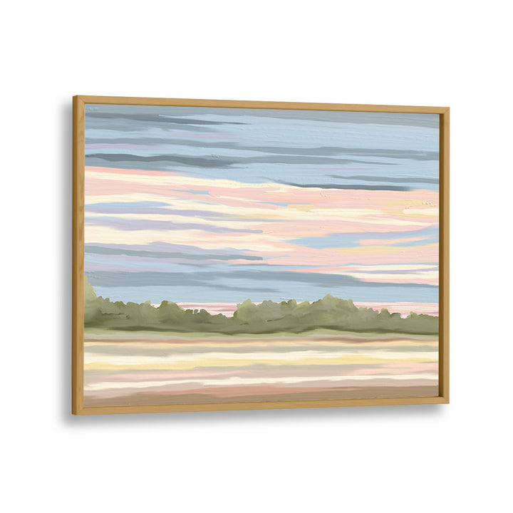 Stunning STREAKING, LANDSCAPE PAINTINGS in oak frame, perfect for enhancing your home or office decor.