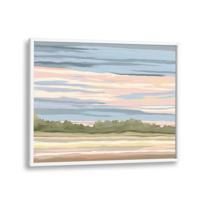 Stunning STREAKING, LANDSCAPE PAINTINGS in a white frame, perfect for transforming your home or office decor.