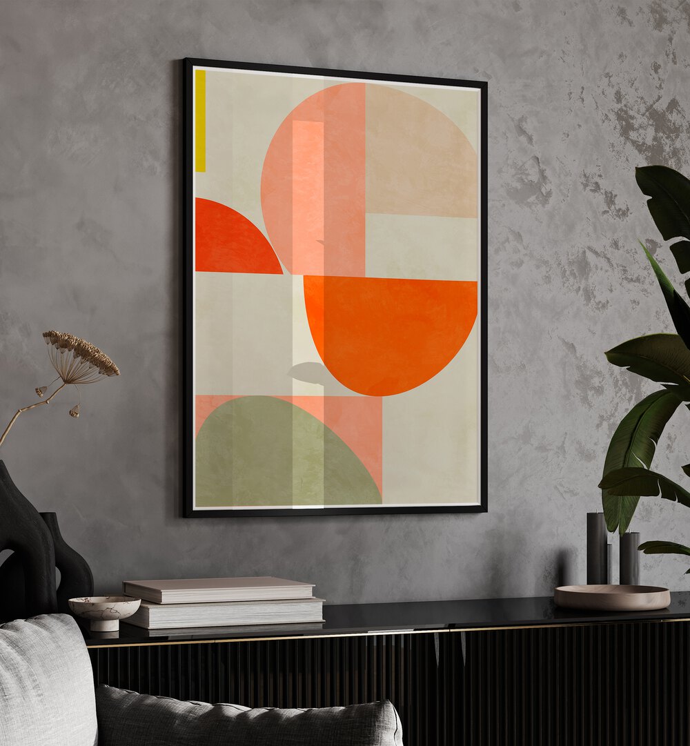 Stylish interior featuring SUMMER CIRCLE II, ABSTRACT PAINTINGS by Ana Rut Bre, adding modern elegance to any space.