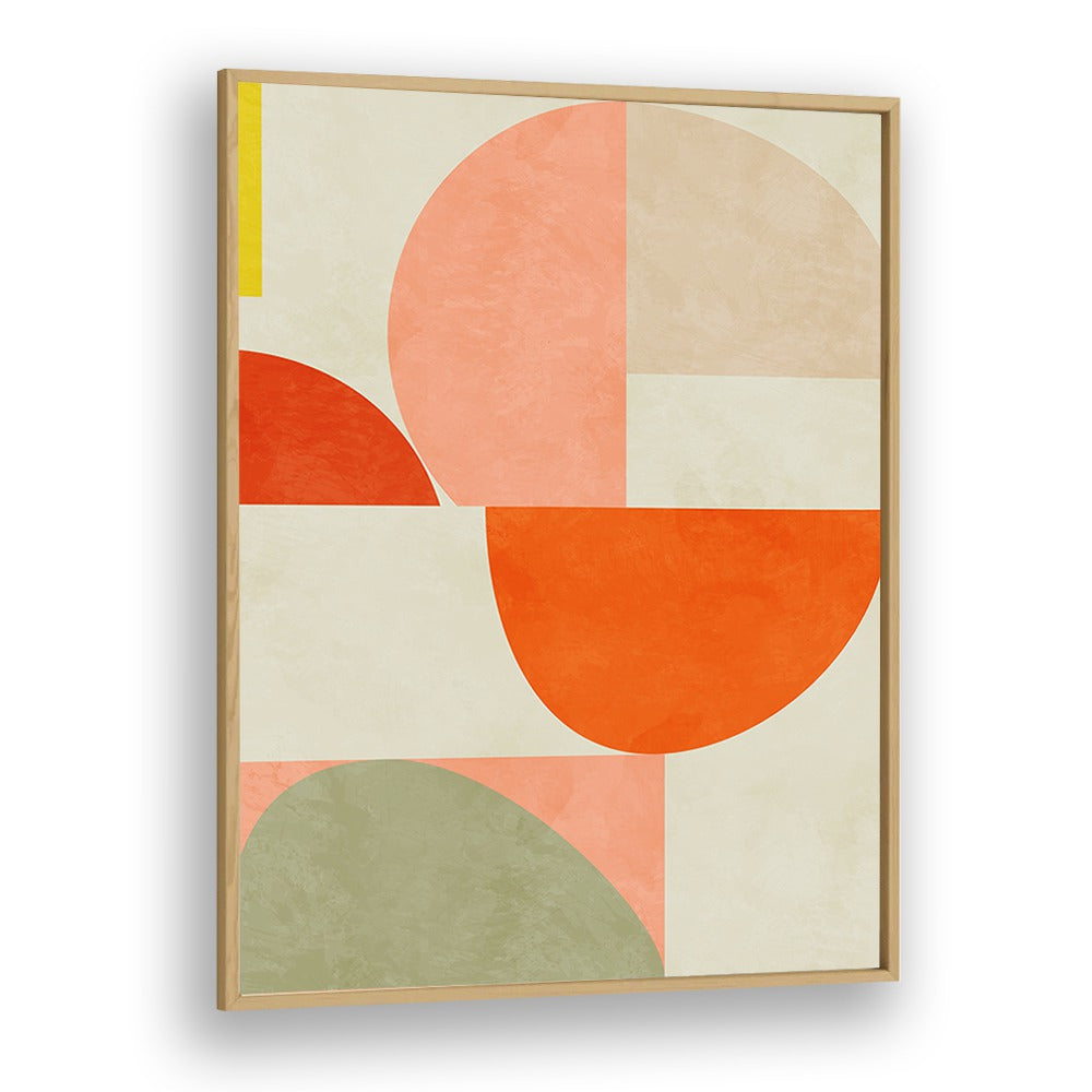 Enhance your decor with SUMMER CIRCLE II, ABSTRACT PAINTINGS by Ana Rut Bre, featuring vibrant shapes in a sleek frame.