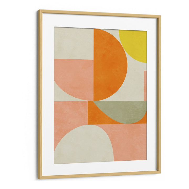 Vibrant SUMMER CIRCLE III, ABSTRACT PAINTINGS by Ana Rut Bre framed in oak, perfect for elevating modern decor.