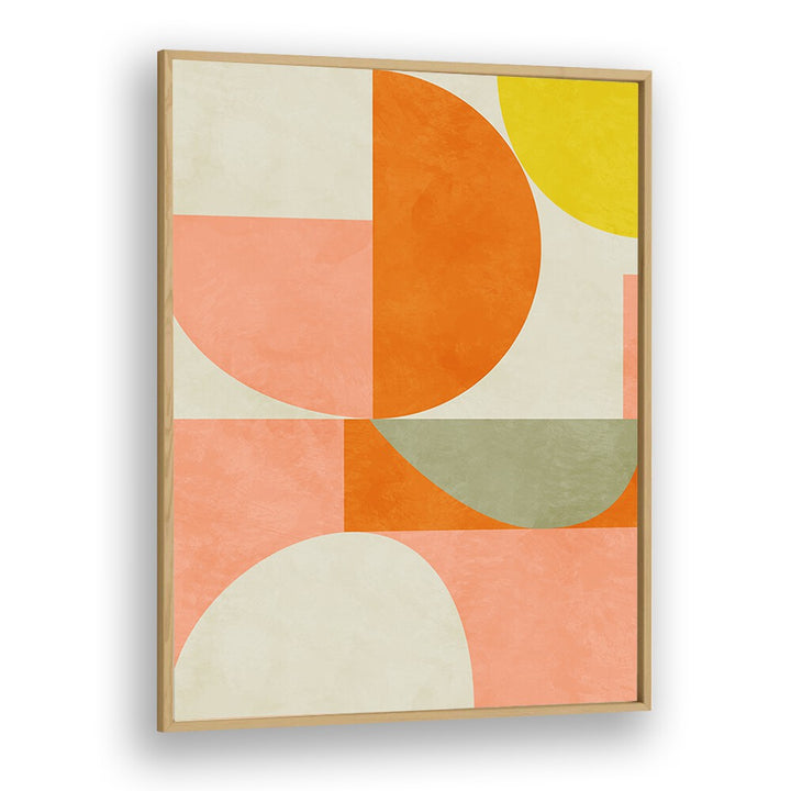 Bright and modern SUMMER CIRCLE III, ABSTRACT PAINTINGS by Ana Rut Bre, framed in oak wood for elegant decor.
